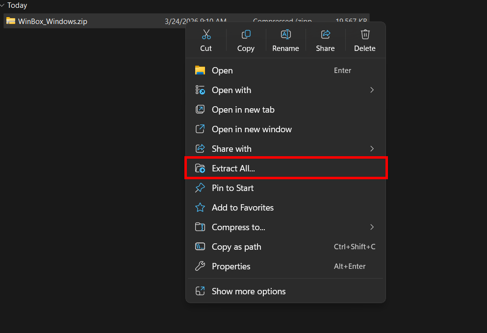 Winbox 4 extract zip file