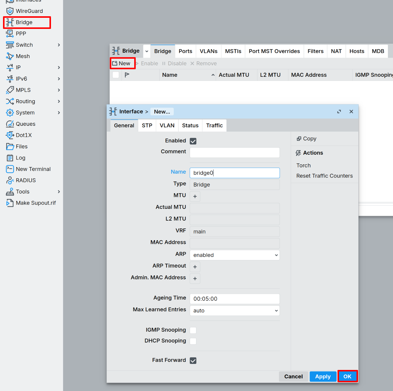Ember create bridge0