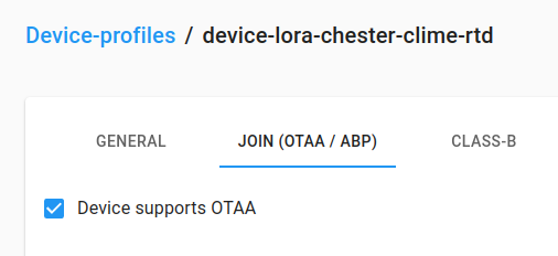 Enable Device support OTAA in CHIRPSTACK Device Profile