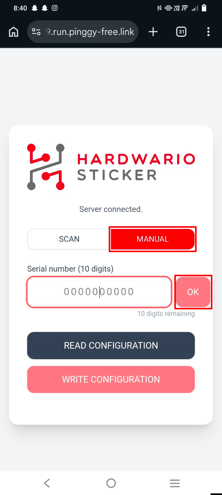 Manual set serial number