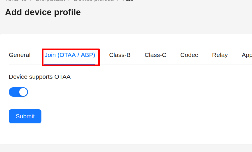 Chirpstack profil OTAA