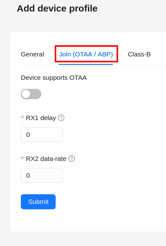 Chirpstack profil ABP