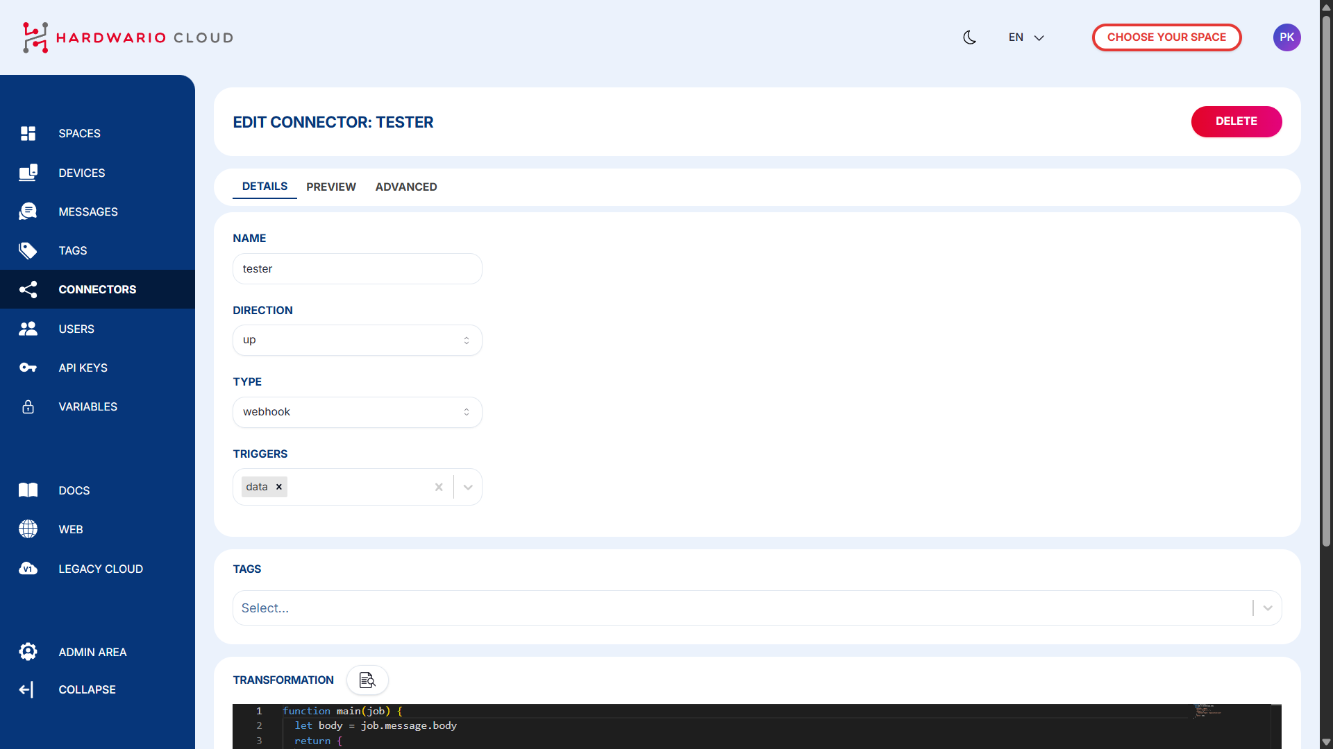 ThingsBoard - transformace dat do formátu ThingsBoardu