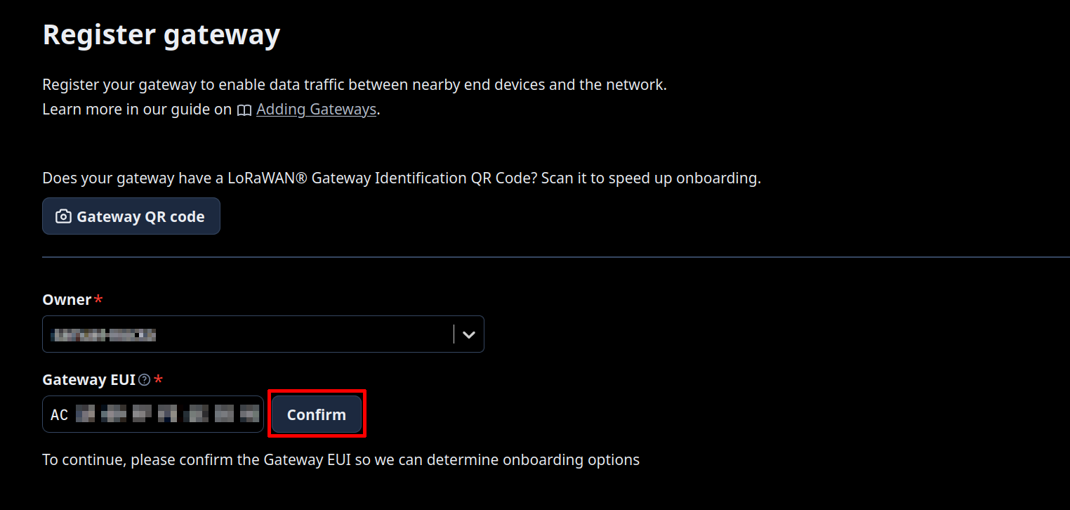 TTS Gateway EUI