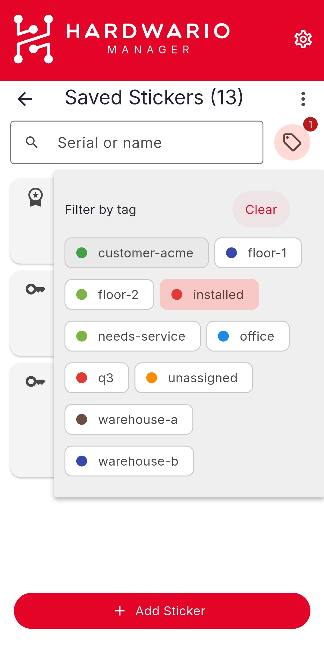 Filtering the Saved Stickers list by tag